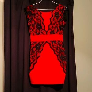 Black laced red dress